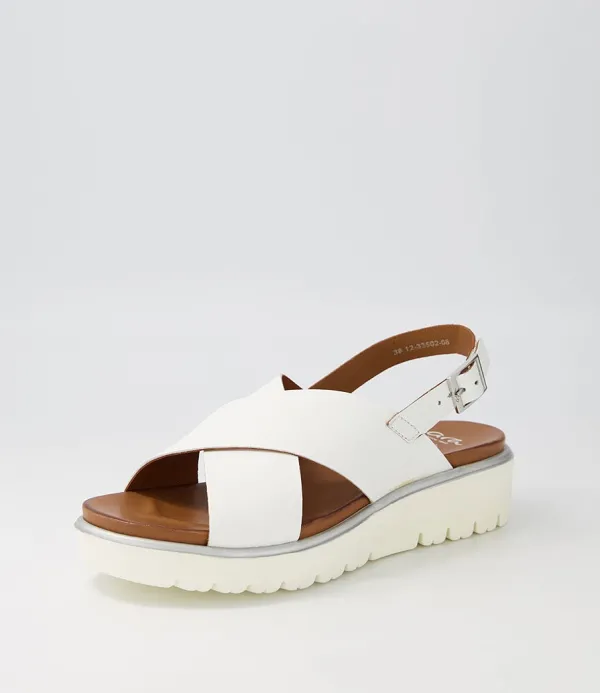 Women ARA Bilbao 02 White Leather Sandals