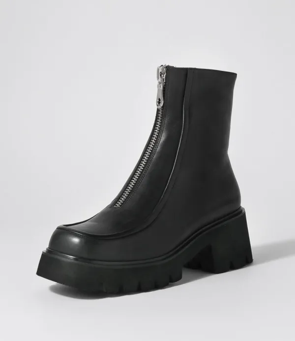 Women DJANGO & JULIETTE Bilbay Black Leather Ankle Boots