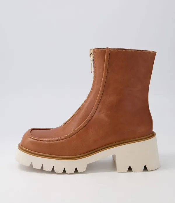 Women DJANGO & JULIETTE Bilbay Cognac Leather Ankle Boots