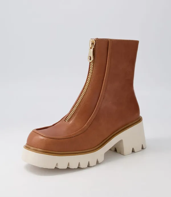 Women DJANGO & JULIETTE Bilbay Cognac Leather Ankle Boots