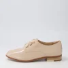 Women DJANGO & JULIETTE Bipka Latte Wrinkle Patent Lace Up Flats