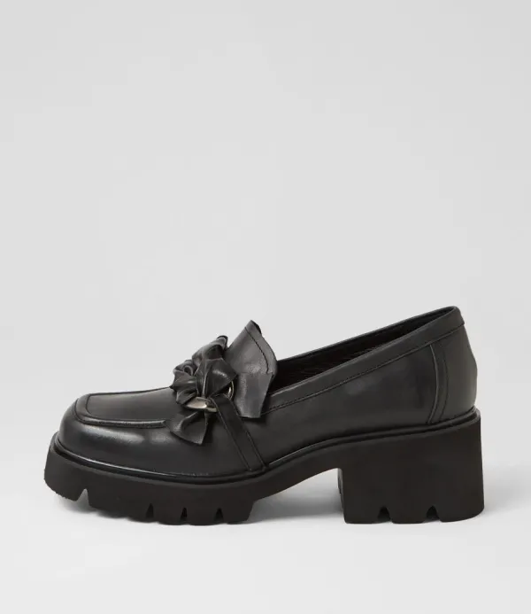 Women DJANGO & JULIETTE Bizmo Black Leather Heels