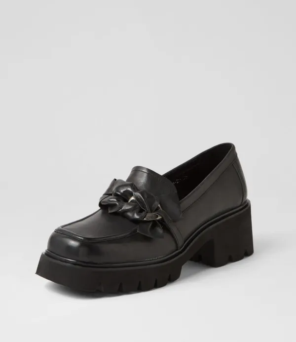 Women DJANGO & JULIETTE Bizmo Black Leather Heels