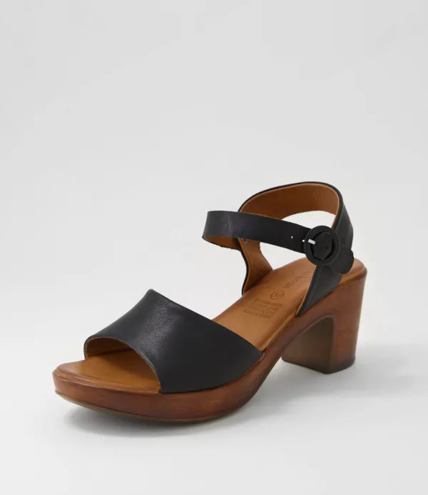 Women DIANA FERRARI Blaide Black Natural Leather Sandals