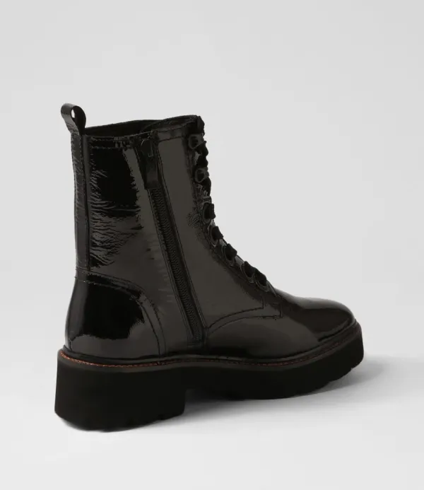 Women ARA Bologna 13 Black Leather Lace Up Boots