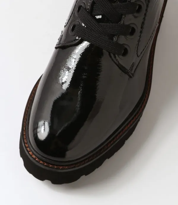 Women ARA Bologna 13 Black Leather Lace Up Boots