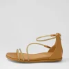 Women DJANGO & JULIETTE Bonn Tan Jewel Fabric Leather Sandals