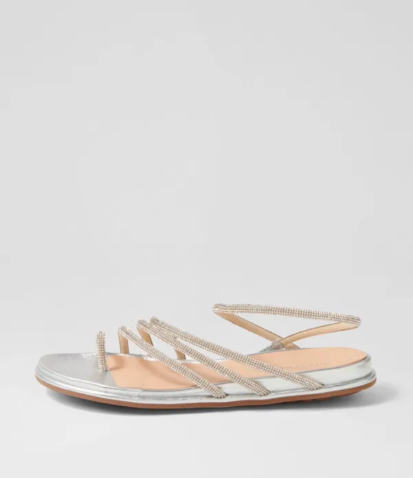 Women DJANGO & JULIETTE Boota Silver Jewel Fabric Sandals