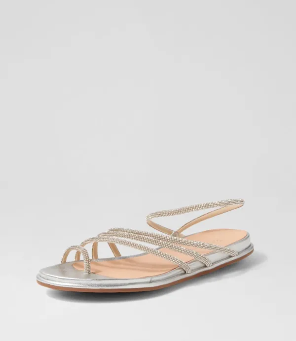 Women DJANGO & JULIETTE Boota Silver Jewel Fabric Sandals