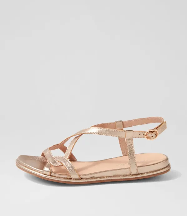 Women DJANGO & JULIETTE Bowey Champagne Leather Sandals