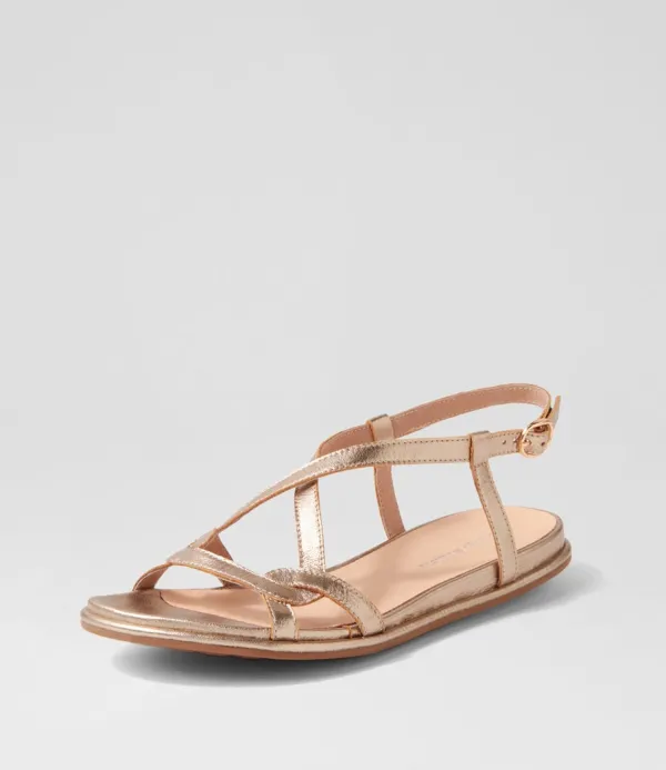 Women DJANGO & JULIETTE Bowey Champagne Leather Sandals