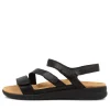 Women ZIERA Boyde Xw Black Leather Sandals Bs