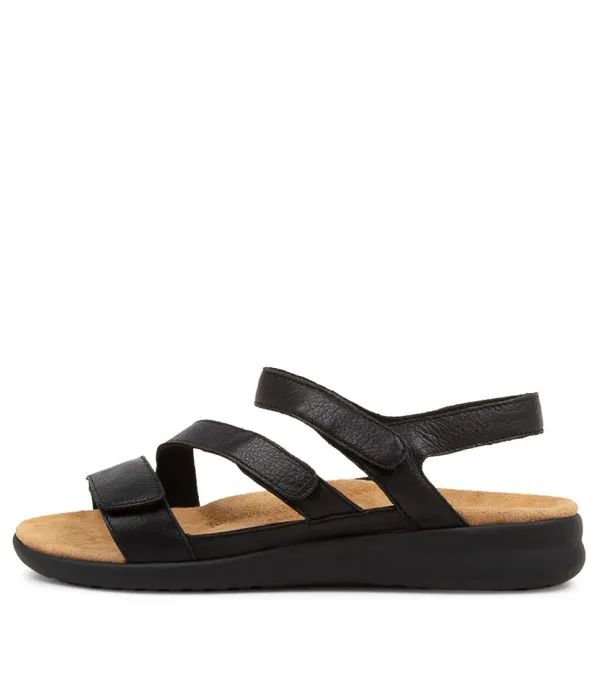 Women ZIERA Boyde Xw Black Leather Sandals Bs