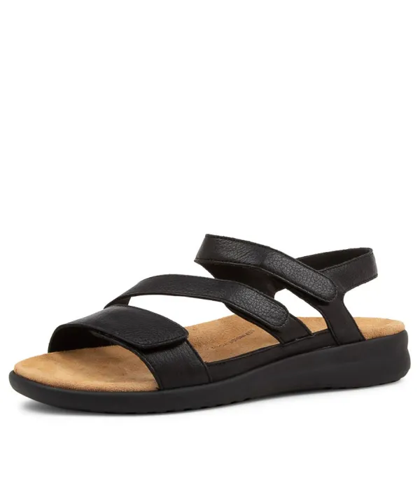 Women ZIERA Boyde Xw Black Leather Sandals Bs