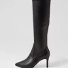 Women TOP END Boydy Black Stretch Smooth Knee High Boots