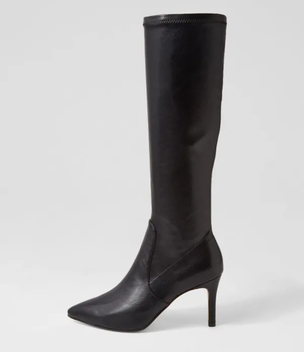 Women TOP END Boydy Black Stretch Smooth Knee High Boots