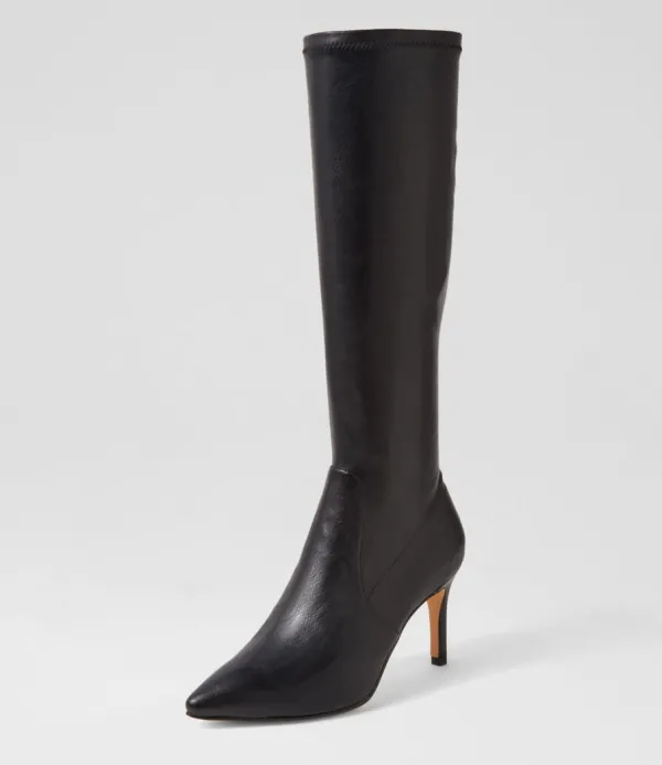Women TOP END Boydy Black Stretch Smooth Knee High Boots
