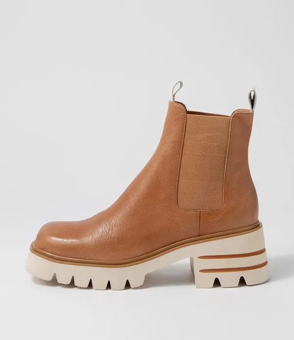 Women DJANGO & JULIETTE Breda Tan Vanilla Box Leather Chelsea Boots