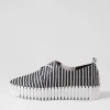 Women DJANGO & JULIETTE Brenda Black White Stripe Leather Sneakers