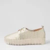 Women DJANGO & JULIETTE Brenda Milk Gold Stripe Leather Sneakers