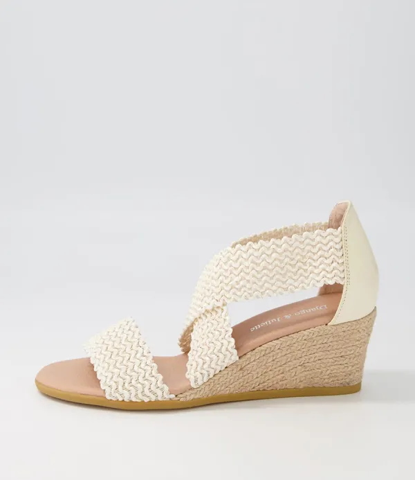 Women DJANGO & JULIETTE Briage Natural Weave Elastic Leather Espadrilles