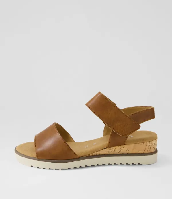 Women GABOR Briva Camel Leather Sandals