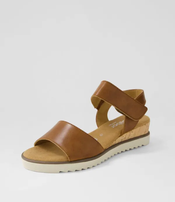 Women GABOR Briva Camel Leather Sandals