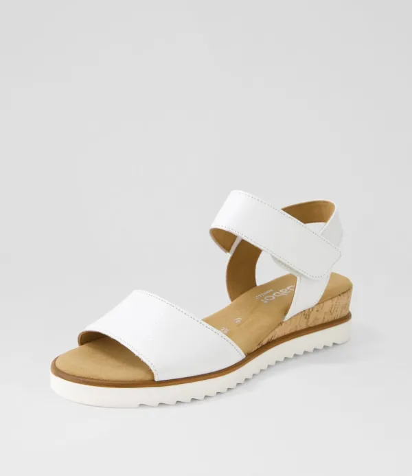 Women GABOR Briva Weiss Leather Sandals