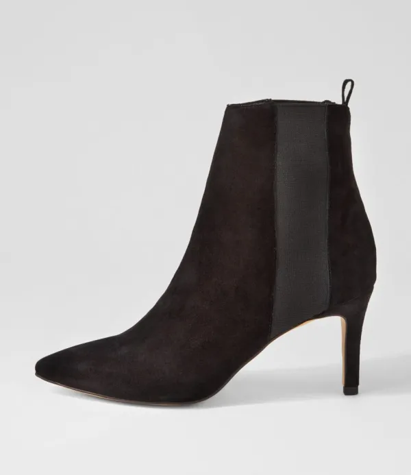 Women TOP END Bryann Black Suede Elastic Chelsea Boots