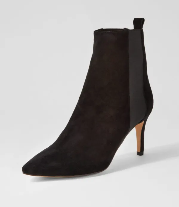 Women TOP END Bryann Black Suede Elastic Chelsea Boots