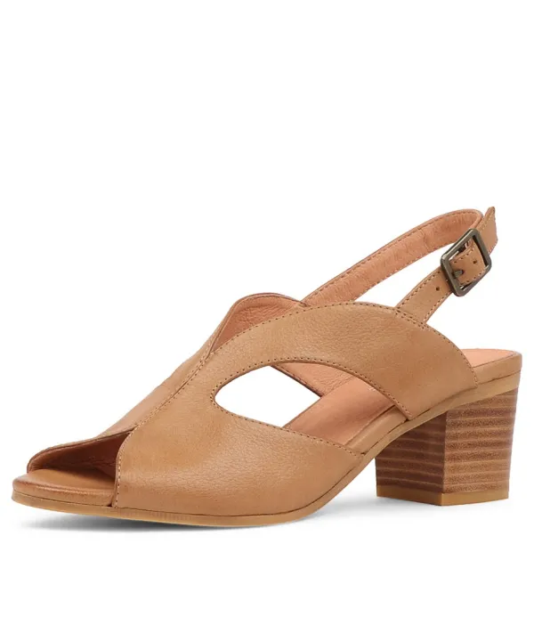 Women DJANGO & JULIETTE Bubba Dark Tan Leather Sandals