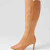 Women TOP END Buel Cappuccino Leather Knee High Boots
