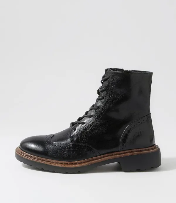 Women DJANGO & JULIETTE Buford Black Leather Lace Up Boots