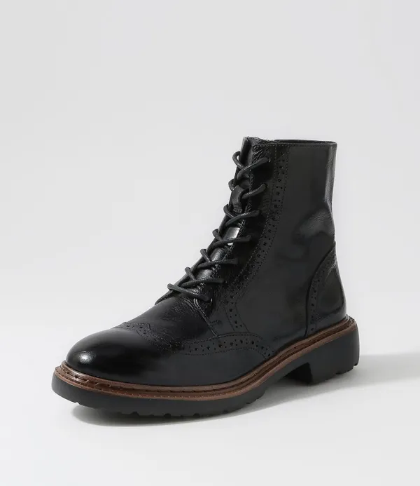 Women DJANGO & JULIETTE Buford Black Leather Lace Up Boots