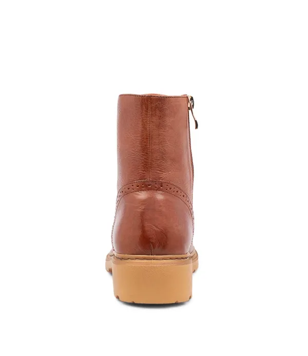 Women DJANGO & JULIETTE Buford Cognac Leather Lace Up Boots
