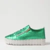 Women DJANGO & JULIETTE Bump Emerald White Croc Leather Sneakers