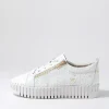 Women DJANGO & JULIETTE Bump White Gold Flower Leather Sneakers