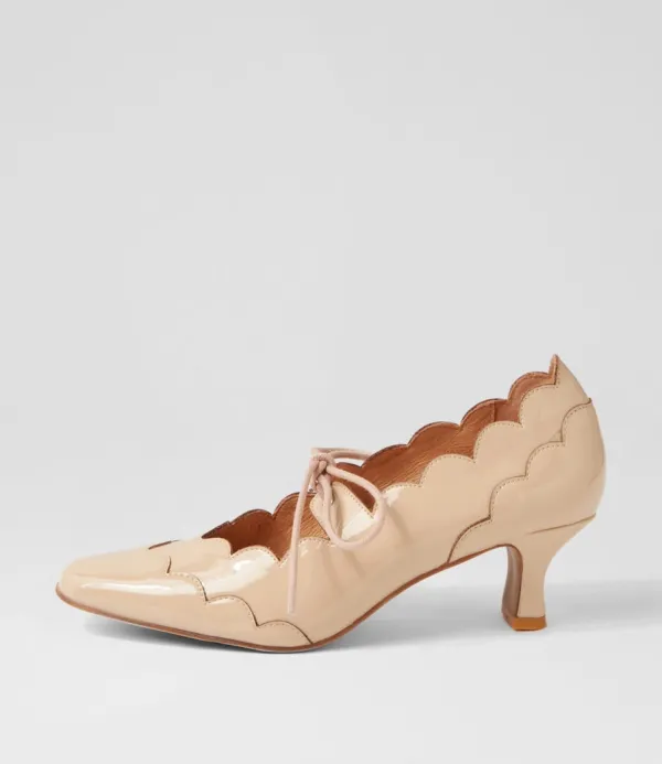 Women DJANGO & JULIETTE Caddie Latte Patent Leather Mary Jane Heels