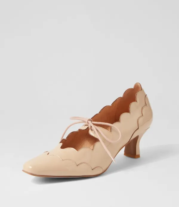 Women DJANGO & JULIETTE Caddie Latte Patent Leather Mary Jane Heels