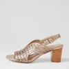 Women DJANGO & JULIETTE Cailely Champagne Shrunken Leather Sandals