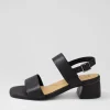 Women ZIERA Caitlan W Black Leather Sandals