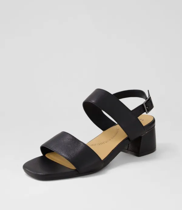 Women ZIERA Caitlan W Black Leather Sandals