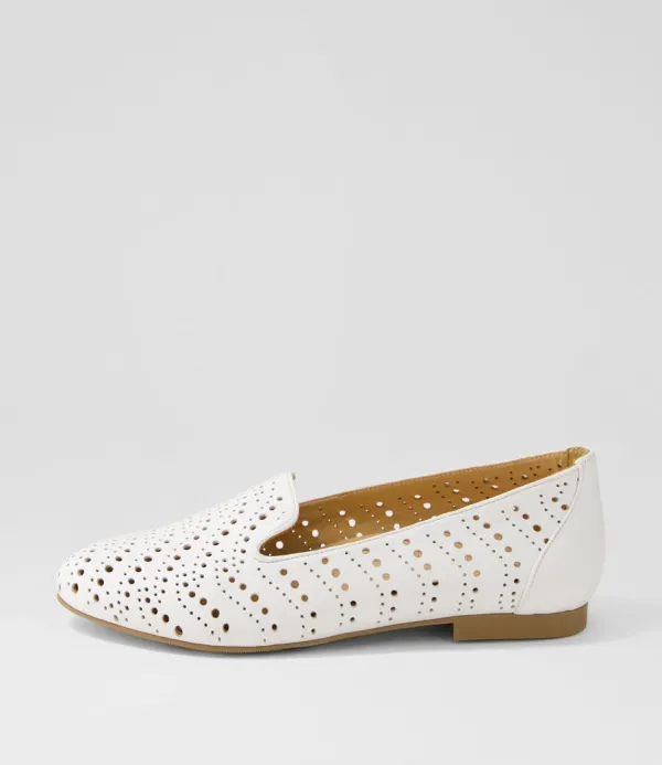 Women ZIERA Calbert Xf White Leather Loafers