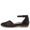 Women ZIERA Camay Xf Black Leather Flat Shoes