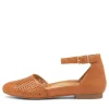 Women ZIERA Camay Xf Tan Leather Flat Shoes