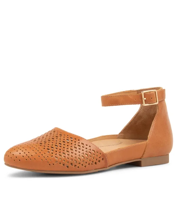 Women ZIERA Camay Xf Tan Leather Flat Shoes