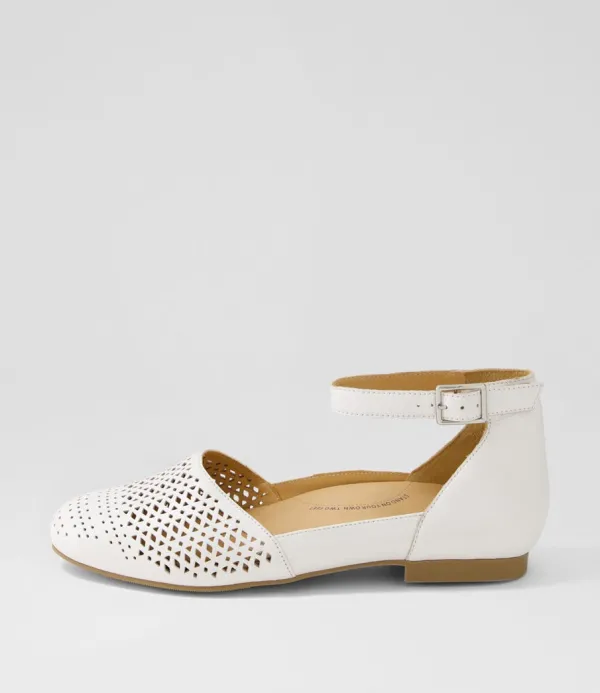 Women ZIERA Camay Xf White Leather Flat Shoes