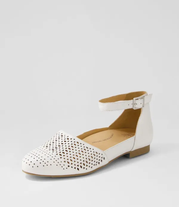 Women ZIERA Camay Xf White Leather Flat Shoes