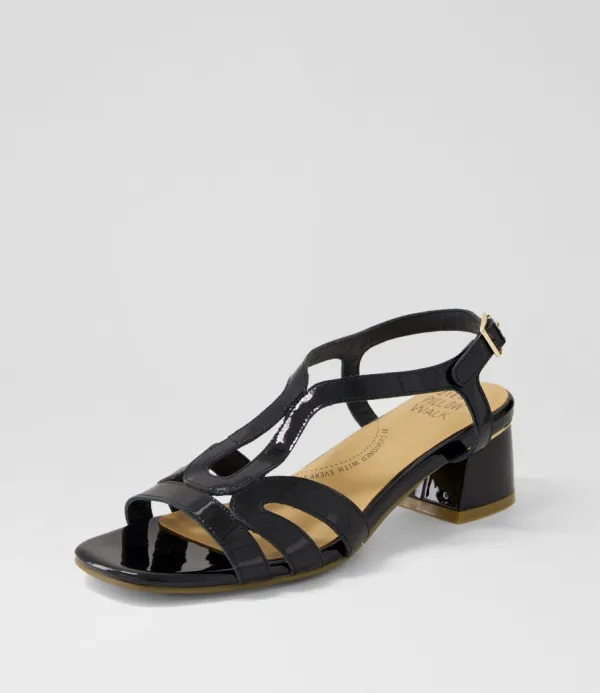 Women ZIERA Caracas W Black Patent Leather Sandals