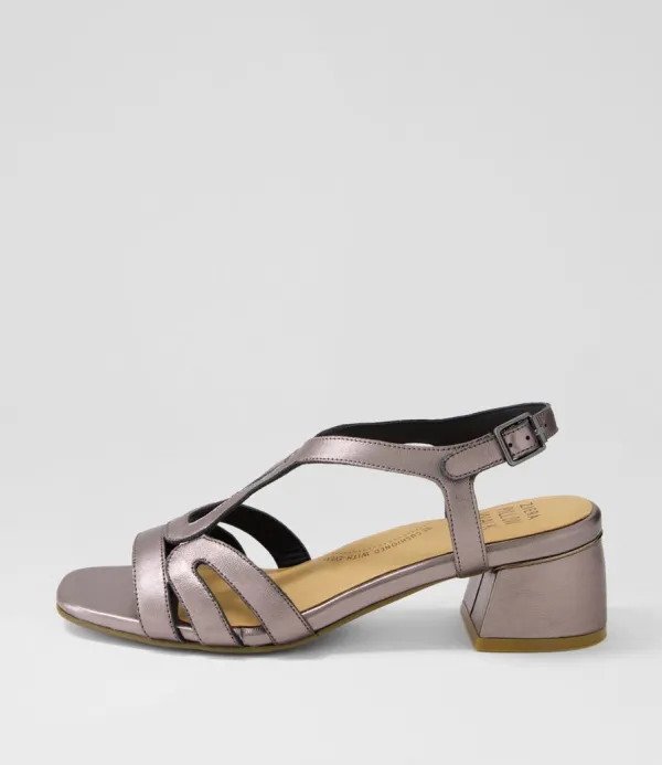 Women ZIERA Caracas W Pewter Leather Sandals